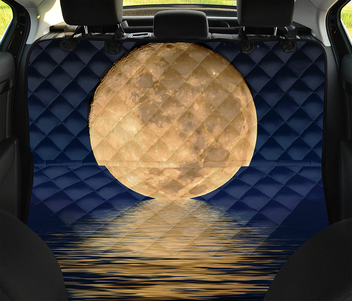 Moonlight On The Sea Print Pet Car Back Seat Cover