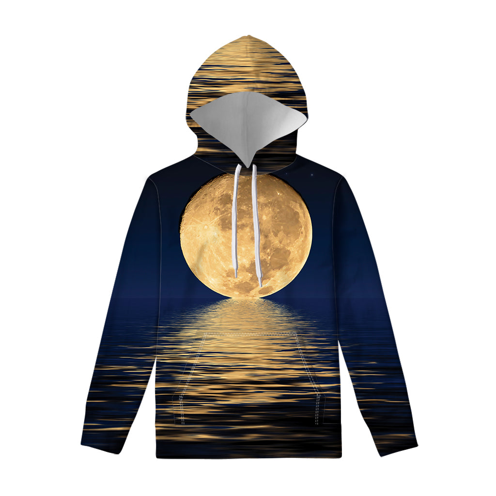 Moonlight On The Sea Print Pullover Hoodie