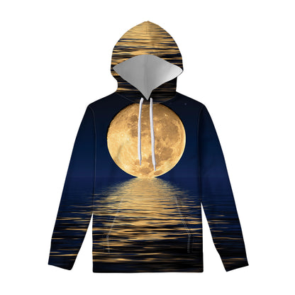 Moonlight On The Sea Print Pullover Hoodie