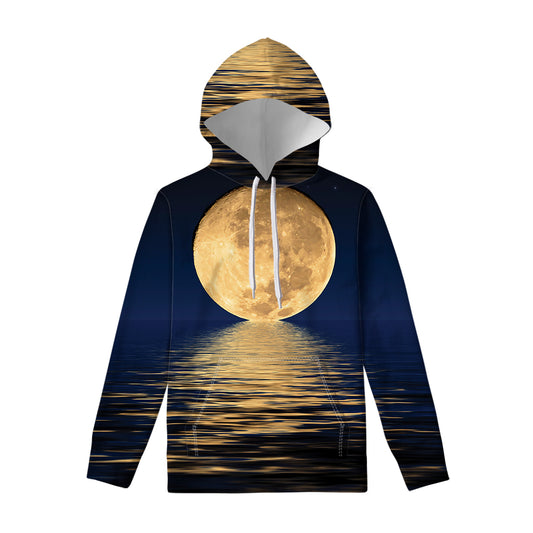 Moonlight On The Sea Print Pullover Hoodie