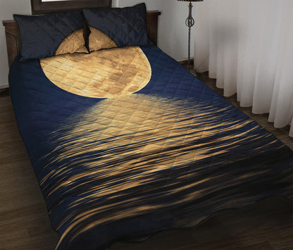 Moonlight On The Sea Print Quilt Bed Set