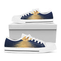 Moonlight On The Sea Print White Low Top Sneakers