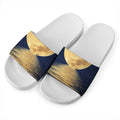 Moonlight On The Sea Print White Slide Sandals