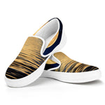 Moonlight On The Sea Print White Slip On Shoes