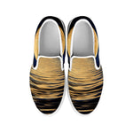 Moonlight On The Sea Print White Slip On Shoes