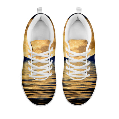 Moonlight On The Sea Print White Sneakers