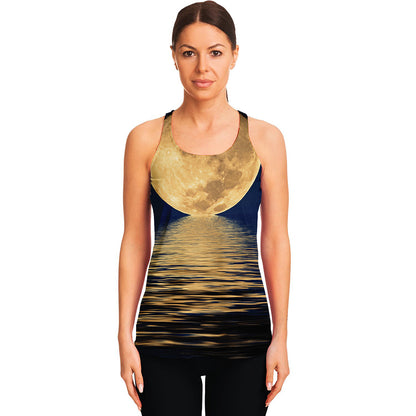 Moonlight On The Sea Print Women's Racerback Tank Top