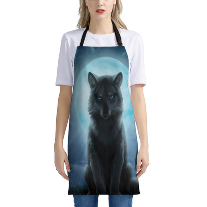 Moonlight Wolf Print Apron