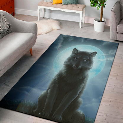 Moonlight Wolf Print Area Rug