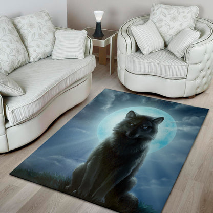 Moonlight Wolf Print Area Rug