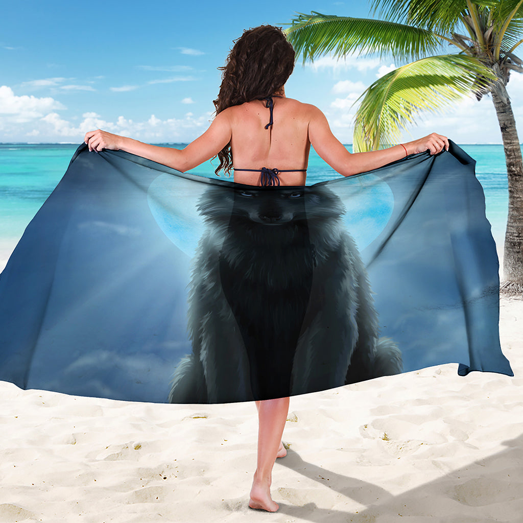 Moonlight Wolf Print Beach Sarong Wrap