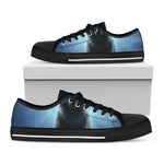 Moonlight Wolf Print Black Low Top Shoes