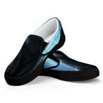 Moonlight Wolf Print Black Slip On Shoes