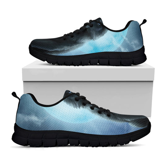 Moonlight Wolf Print Black Sneakers