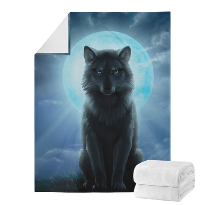 Moonlight Wolf Print Blanket
