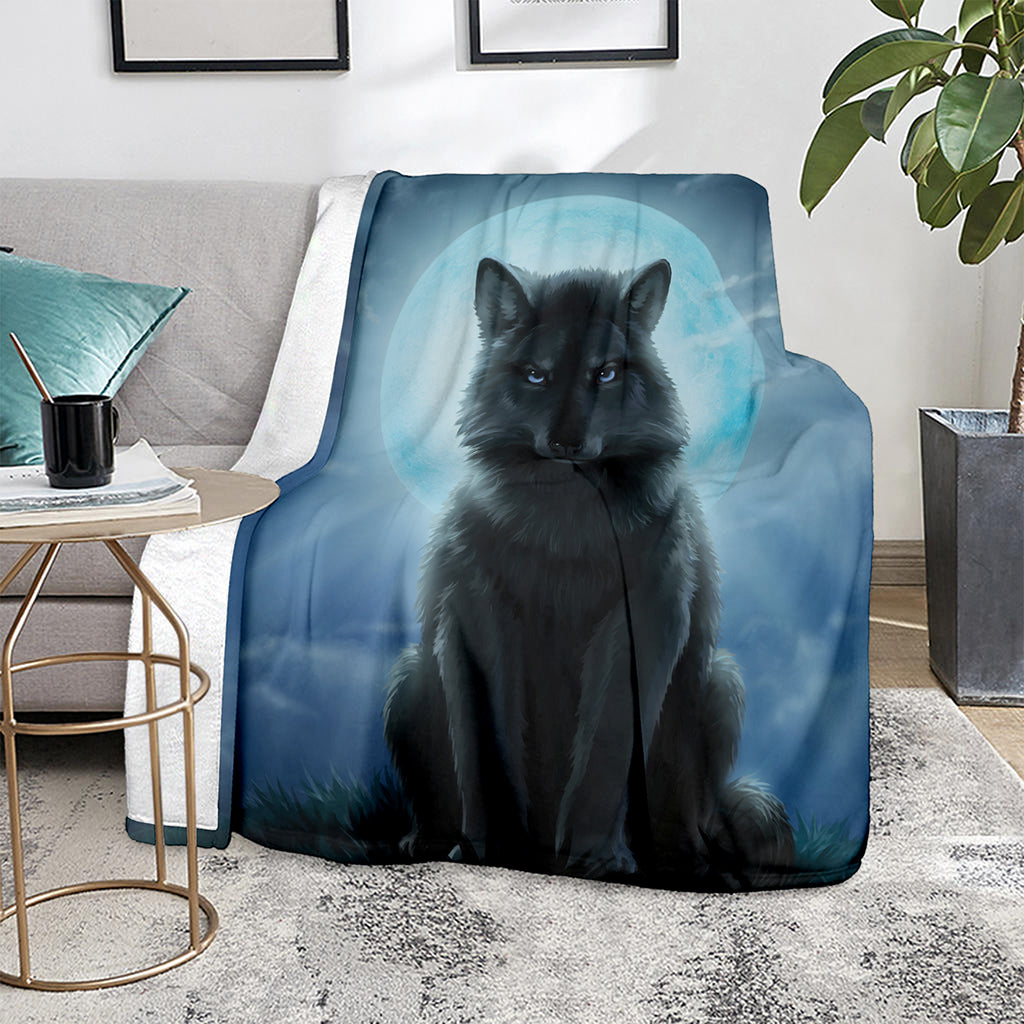 Moonlight Wolf Print Blanket