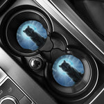 Moonlight Wolf Print Car Coasters