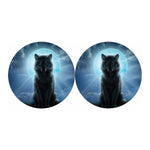 Moonlight Wolf Print Car Coasters