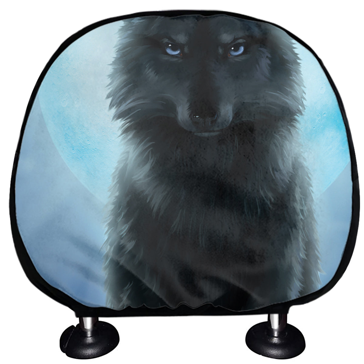 Moonlight Wolf Print Car Headrest Covers