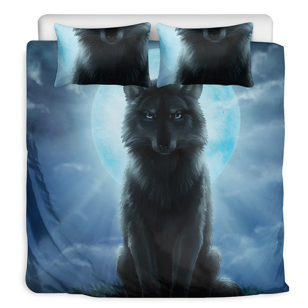 Moonlight Wolf Print Duvet Cover Bedding Set