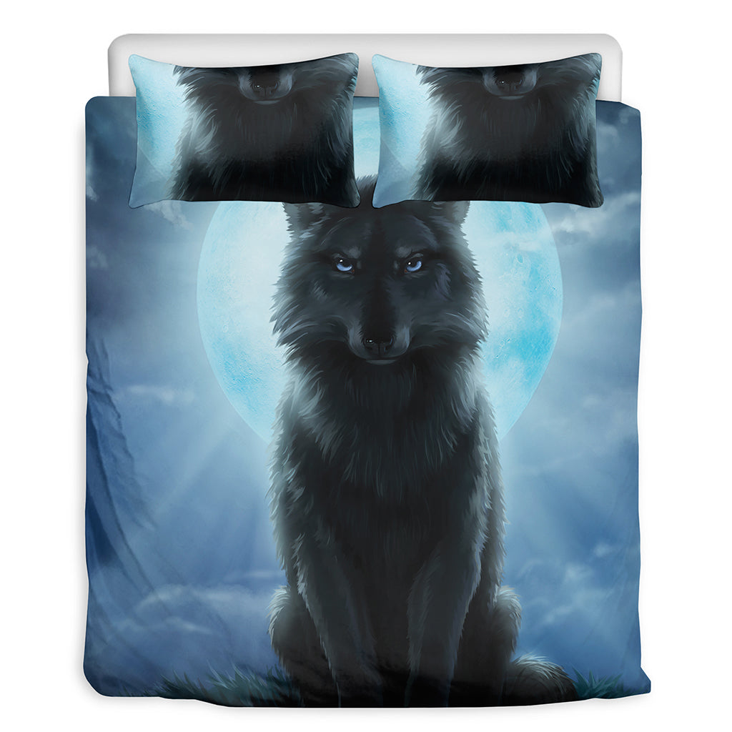 Moonlight Wolf Print Duvet Cover Bedding Set