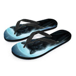 Moonlight Wolf Print Flip Flops