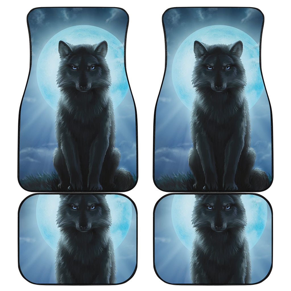 Moonlight Wolf Print Front and Back Car Floor Mats