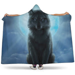 Moonlight Wolf Print Hooded Blanket
