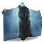 Moonlight Wolf Print Hooded Blanket