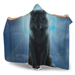 Moonlight Wolf Print Hooded Blanket