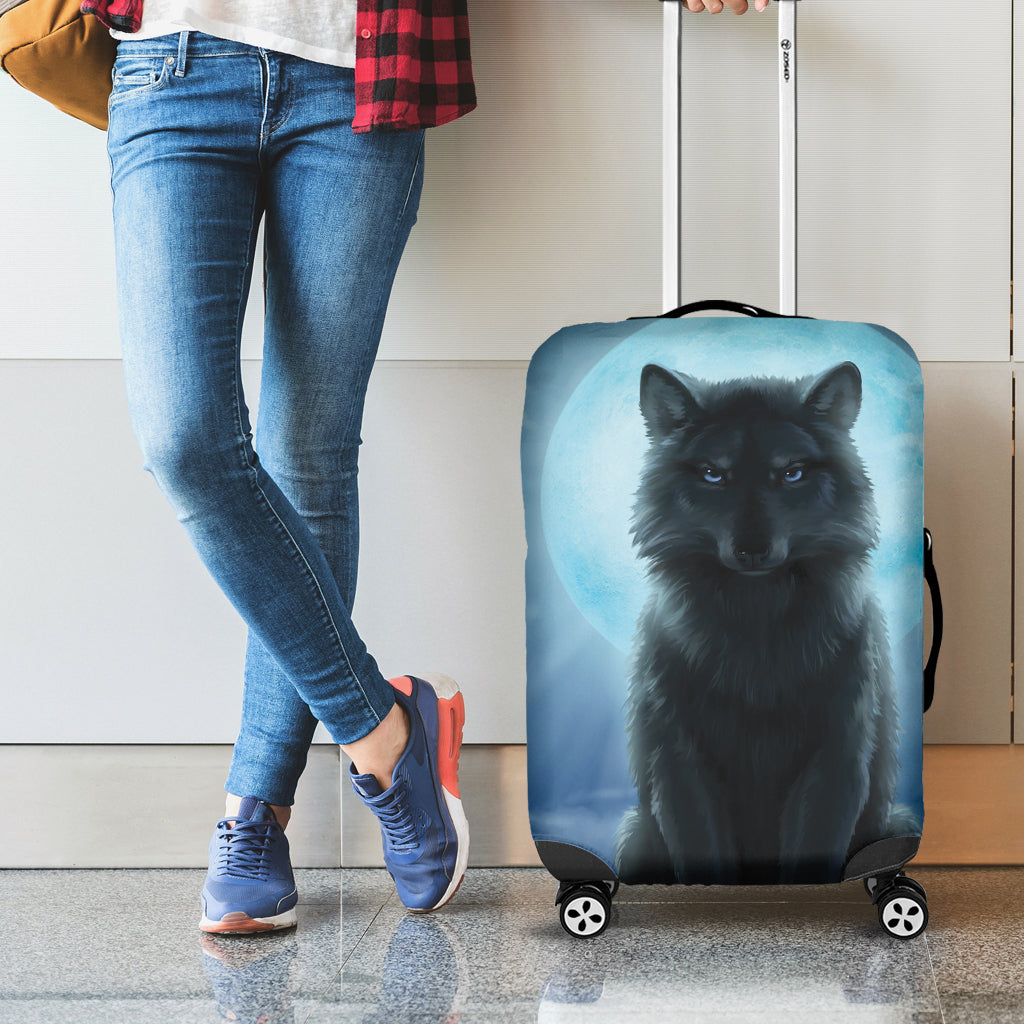 Moonlight Wolf Print Luggage Cover