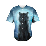 Moonlight Wolf Print Men's Baseball Jersey