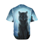 Moonlight Wolf Print Men's Baseball Jersey