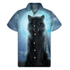 Moonlight Wolf Print Men's Short Sleeve Shirt