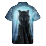 Moonlight Wolf Print Men's Short Sleeve Shirt