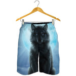Moonlight Wolf Print Men's Shorts