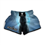 Moonlight Wolf Print Muay Thai Boxing Shorts