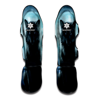 Moonlight Wolf Print Muay Thai Shin Guard