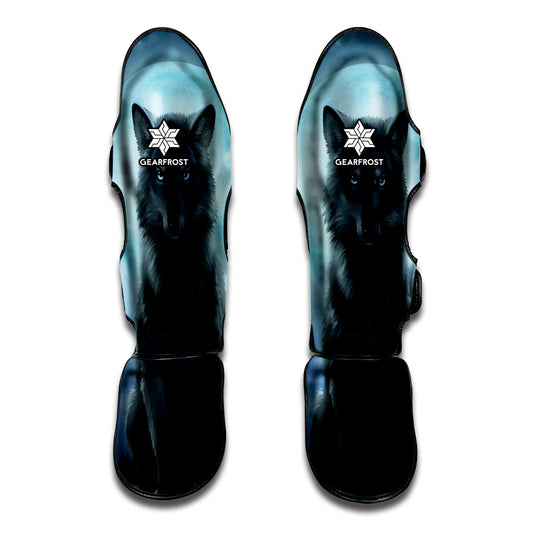 Moonlight Wolf Print Muay Thai Shin Guard