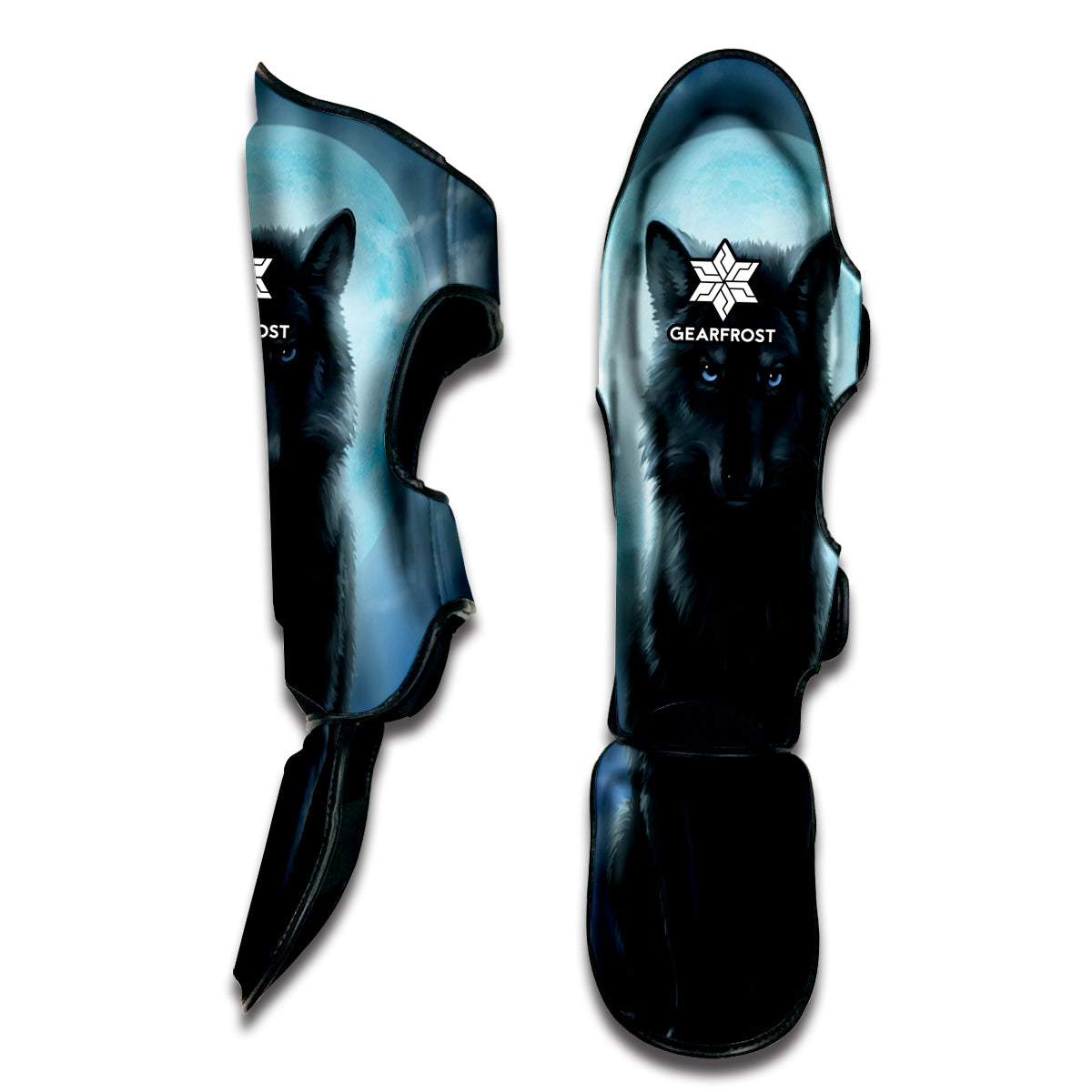 Moonlight Wolf Print Muay Thai Shin Guard