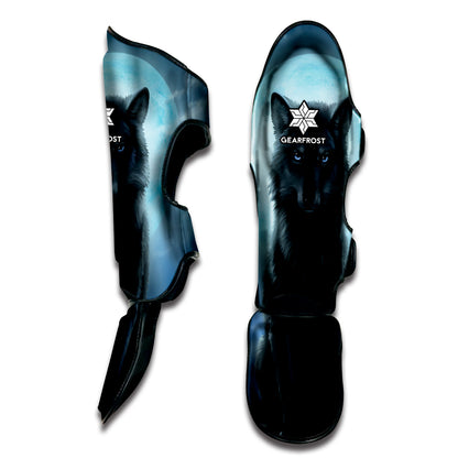 Moonlight Wolf Print Muay Thai Shin Guard