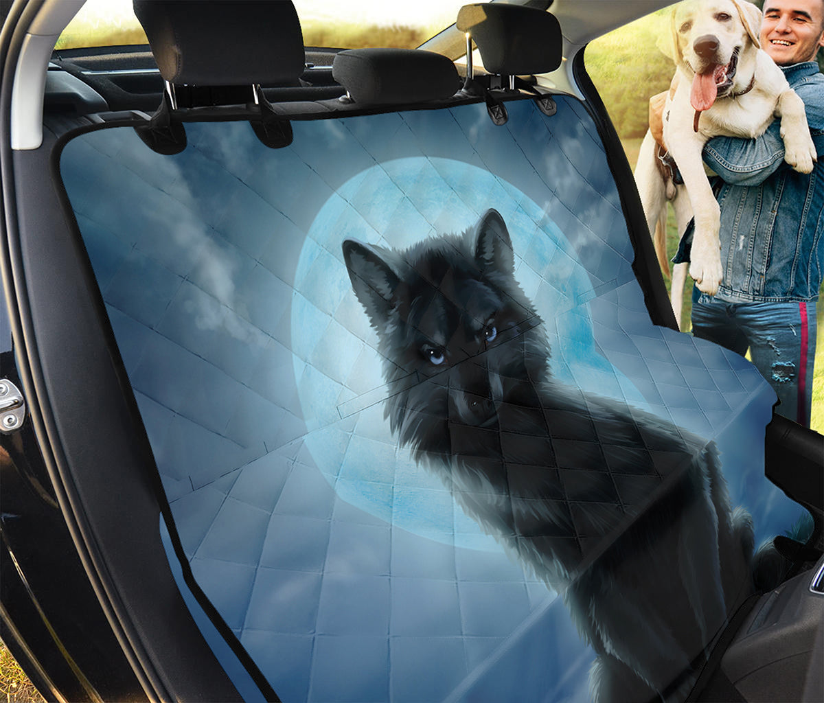 Moonlight Wolf Print Pet Car Back Seat Cover