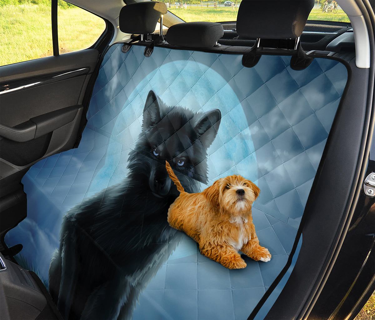 Moonlight Wolf Print Pet Car Back Seat Cover
