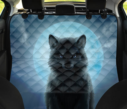 Moonlight Wolf Print Pet Car Back Seat Cover