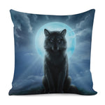 Moonlight Wolf Print Pillow Cover