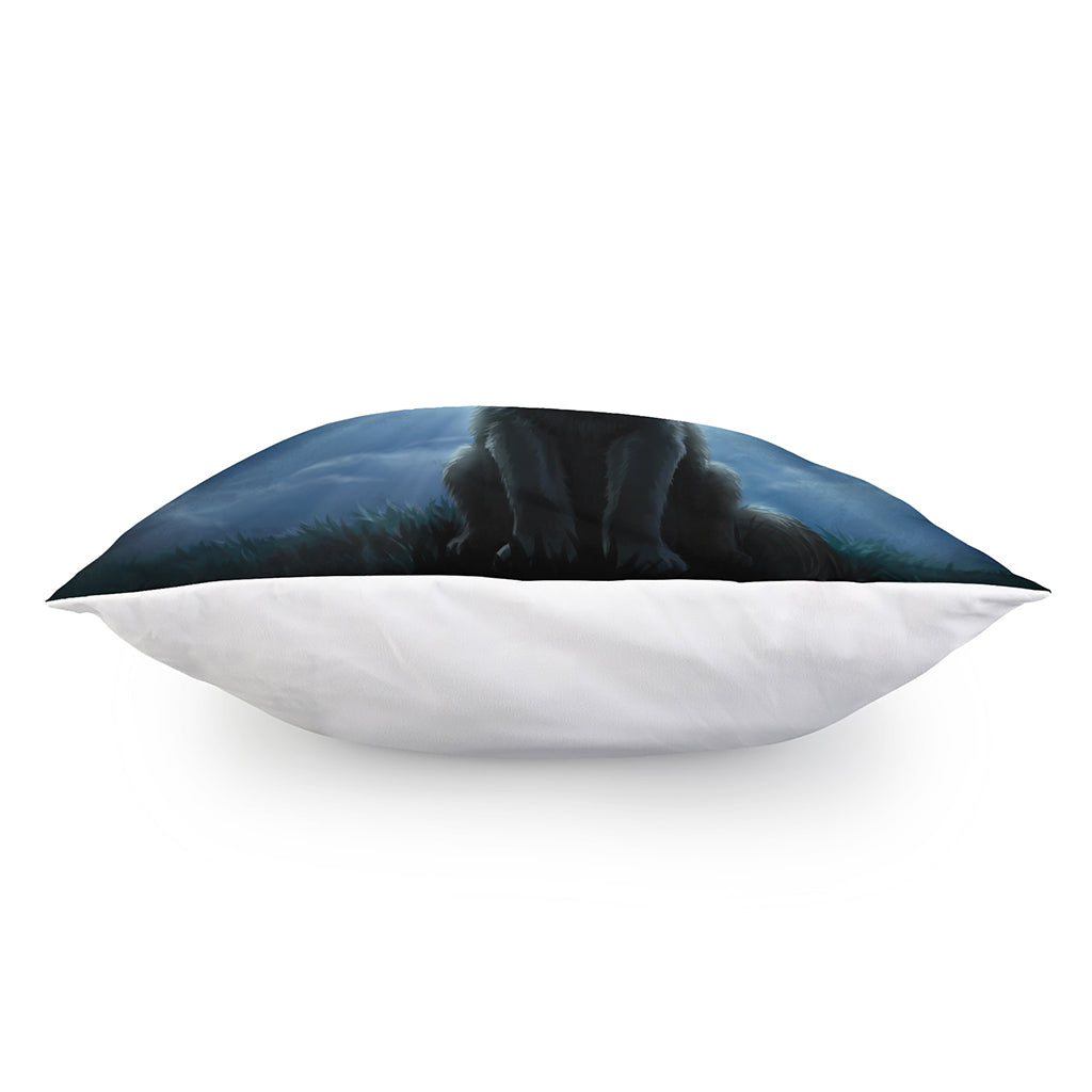 Moonlight Wolf Print Pillow Cover
