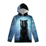 Moonlight Wolf Print Pullover Hoodie