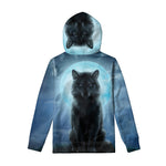 Moonlight Wolf Print Pullover Hoodie