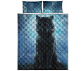 Moonlight Wolf Print Quilt Bed Set