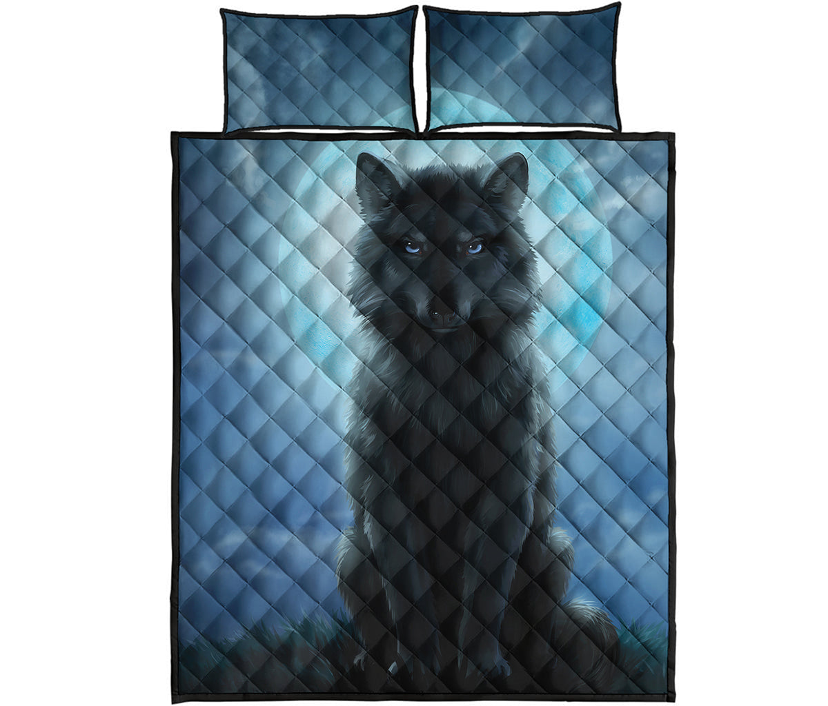 Moonlight Wolf Print Quilt Bed Set